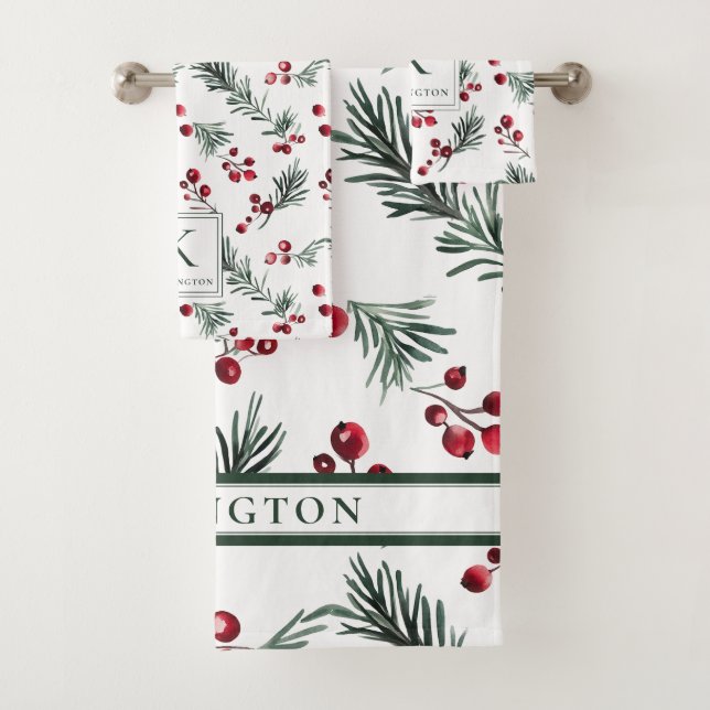 Elegantes Weihnachtsmongramm Badhandtuch Set (Insitu)