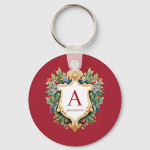 Elegantes Weihnachtsmonogramm Buchstabe Schlüsselanhänger