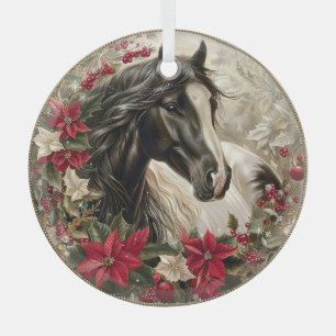 Elegantes Weihnachtsmotiv mit Pferd Ornament Aus Glas