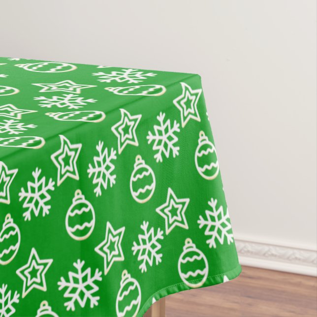 Elegantes Weihnachtsmuster auf grüner Tischdecke (Beispiel)