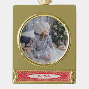 Elegantes Weihnachtsmuster Banner-Ornament Gold