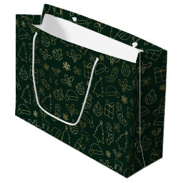 Elegantes Weihnachtsmuster für Grüne und Goldene F Große Geschenktüte