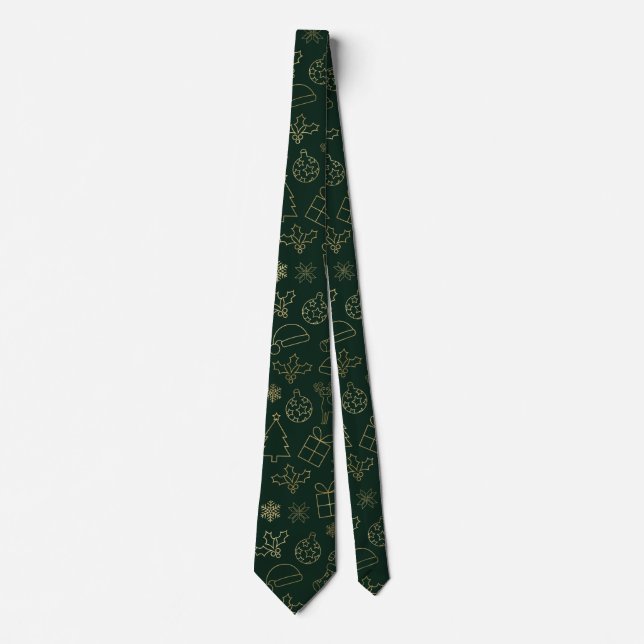 Elegantes Weihnachtsmuster für Grüne und Goldene F Krawatte (Vorderseite)
