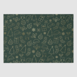 Elegantes Weihnachtsmuster für Grüne und Goldene F Seidenpapier