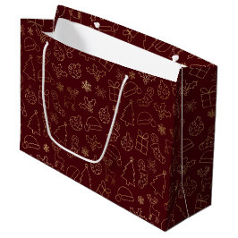 Elegantes Weihnachtsmuster in Rot und Gold Foil Große Geschenktüte