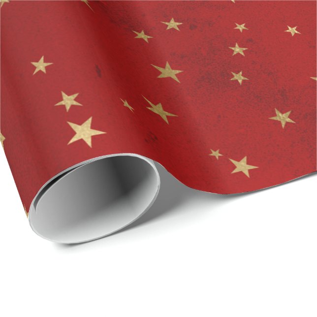 Elegantes Weihnachtsmuster in Rot und Gold Geschenkpapier (Rolleneckpunkt)