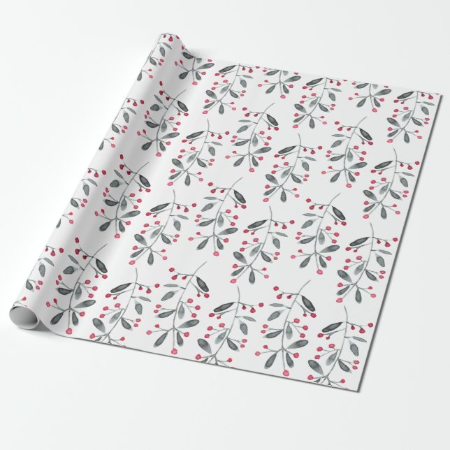 Elegantes Weihnachtsmuster in Rot und Grün Geschenkpapier (Ungerollt)