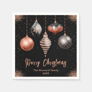 Elegantes Weihnachtsornament aus Roségold und Schw Serviette