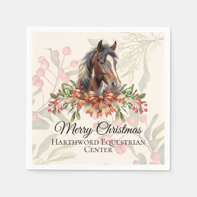 Elegantes Weihnachtspferd Serviette (Vorderseite)