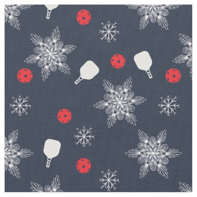 Elegantes Weihnachtspickleball-Muster, Stoff (Nahaufnahme)