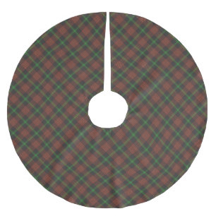 Elegantes Weihnachtsrot-Grün-Schwarz-Karomuster Polyester Weihnachtsbaumdecke