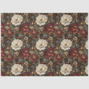 Elegantes Weihnachtsrot und winterweiße Flora Seidenpapier