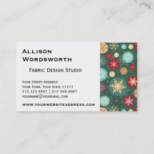 Elegantes Weihnachtsschneeflocken Polka Dot Patter Visitenkarte