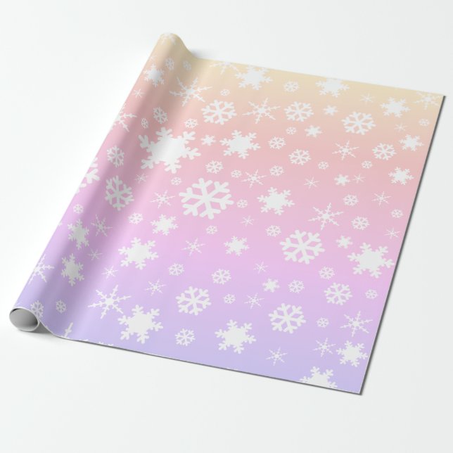 Elegantes Weihnachtsschneeflockenmuster holografis Geschenkpapier (Ungerollt)
