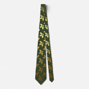 Elegantes Weihnachtsstechpalmen-Goldmuster Krawatte