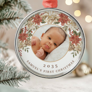 Elegantes Weihnachtsstern-Babys Erstes Weihnachten Ornament Aus Metall