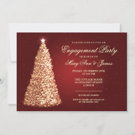 Elegantes WeihnachtsVerlobungs-Party-Goldrot Einladung