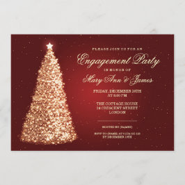 Elegantes WeihnachtsVerlobungs-Party-Goldrot Einladung