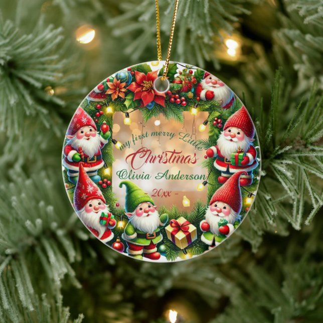 Elegantes Weihnachtswasser Botanisch Keramik Ornament (Baum)