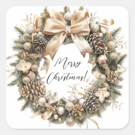 Elegantes Weihnachtswasser Botanisch Quadratischer Aufkleber