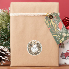 Elegantes Weihnachtswasser Botanisch Runder Aufkleber