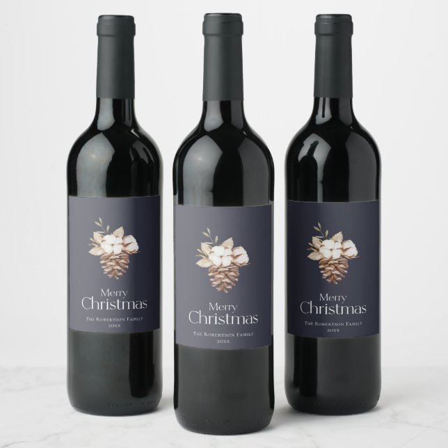 Elegantes Weihnachtsweinlabel Weinetikett (Flaschen)