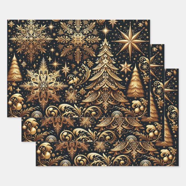 Elegantes Weihnachtswrapping Paper Geschenkpapier Set (Set)