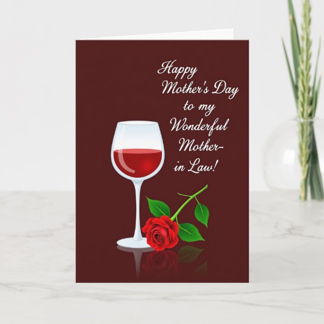 Elegantes Wein Muttertags Design Karte (Vorderseite)