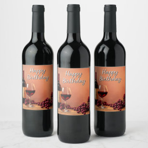 Elegantes Weinberg Alles Gute zum Geburtstag Wein  Weinetikett