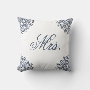 Elegantes Weiß-Blau-Mr.-und-Mrs.-Matching-His-und- Kissen
