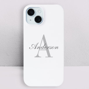 Elegantes Weiß- & Grau-Monogramm Case-Mate iPhone Hülle