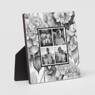Elegantes Weiß-Grau-Schwarz-Aquarell-Blumenmuster Fotoplatte