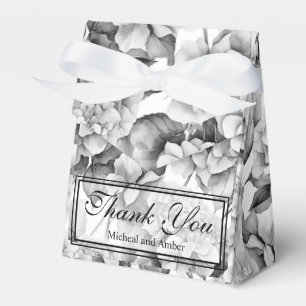Elegantes weiß-graues-schwarzes florales Aquarell Geschenkschachtel