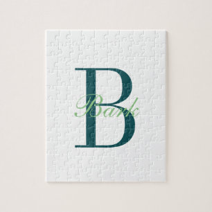 Elegantes Weiß & Grün Monogramm