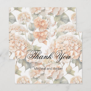 Elegantes weiß-grün-orange Boho-Wasserfarben-Blume Dankeskarte