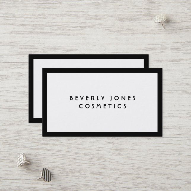 Elegantes Weiß mit Black Border Business Card Rabattkarte (Vorderseite/Rückseite Beispiel)