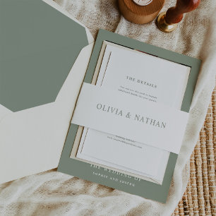 Elegantes Weiß mit weichem Text Hochzeit Einladungsbanderole