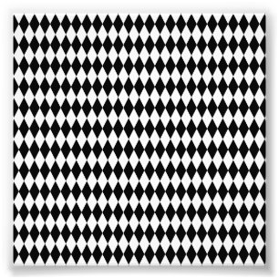 Elegantes Weiß Schwarz Harlekin Geometrische Rhomb Fotodruck