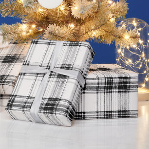 Elegantes Weiß Schwarz Monochrom Elfenbein Karomus Geschenkpapier