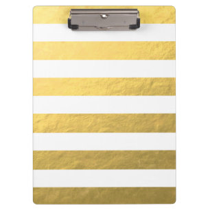 Elegantes Weiß Stripes die gedruckte Goldfolie Klemmbrett