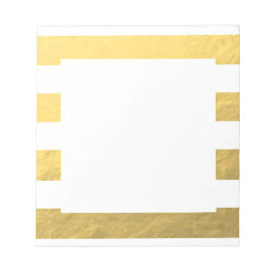 Elegantes Weiß Stripes die gedruckte Goldfolie Notizblock