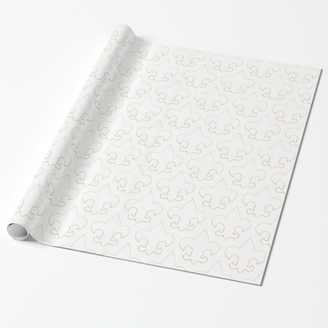 Elegantes Weiß-u. GoldLilien-Verpackungs-Papier Geschenkpapier (Ungerollt)