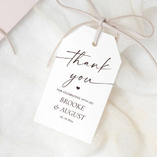Elegantes Weiß- und Braunes Hochzeitsgeschenk Dan Geschenkanhänger