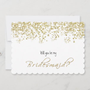 Elegantes Weiß und Gold Werden Sie meine Bridesmäd Einladung