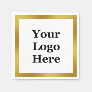 Elegantes Weiß und Imitate Gold Ihr Logo hier Serviette