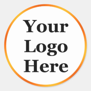 Elegantes Weiß und Orange Logo hier Runder Aufkleber