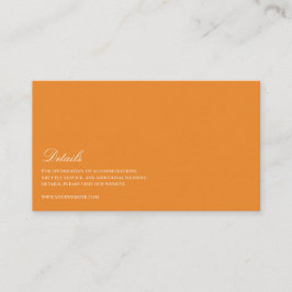 Elegantes Weiß- und Orangefarbenes Hochzeitsdetail Begleitkarte