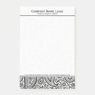 Elegantes Weiß- und Schwarz-Flora-Paisley Post-it Klebezettel