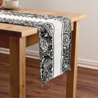 Elegantes Weiß und schwarze Flora Paisley & Streif