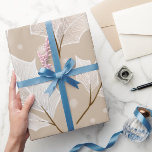 Elegantes Weißblätterpapier   Minimal Botani Geschenkpapier